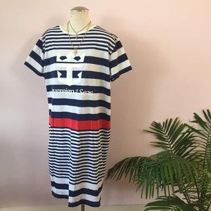 Vintage 80s Striped Oversize Anchor Dress